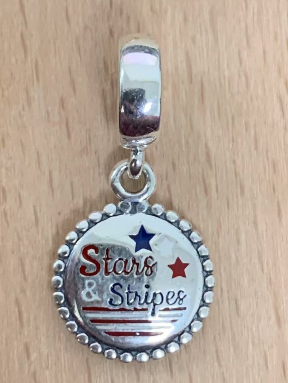 Pandora Stars & Stripes Dangle Charm, S925 Silver Jewelry Bracelets
